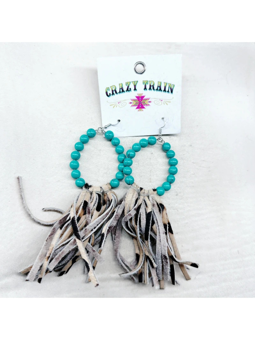 7357gc. Green Southwest Leopard Earrings